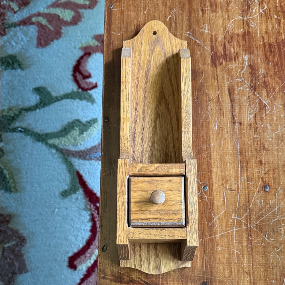 Wooden Wall-Mounted Shelf with Drawer